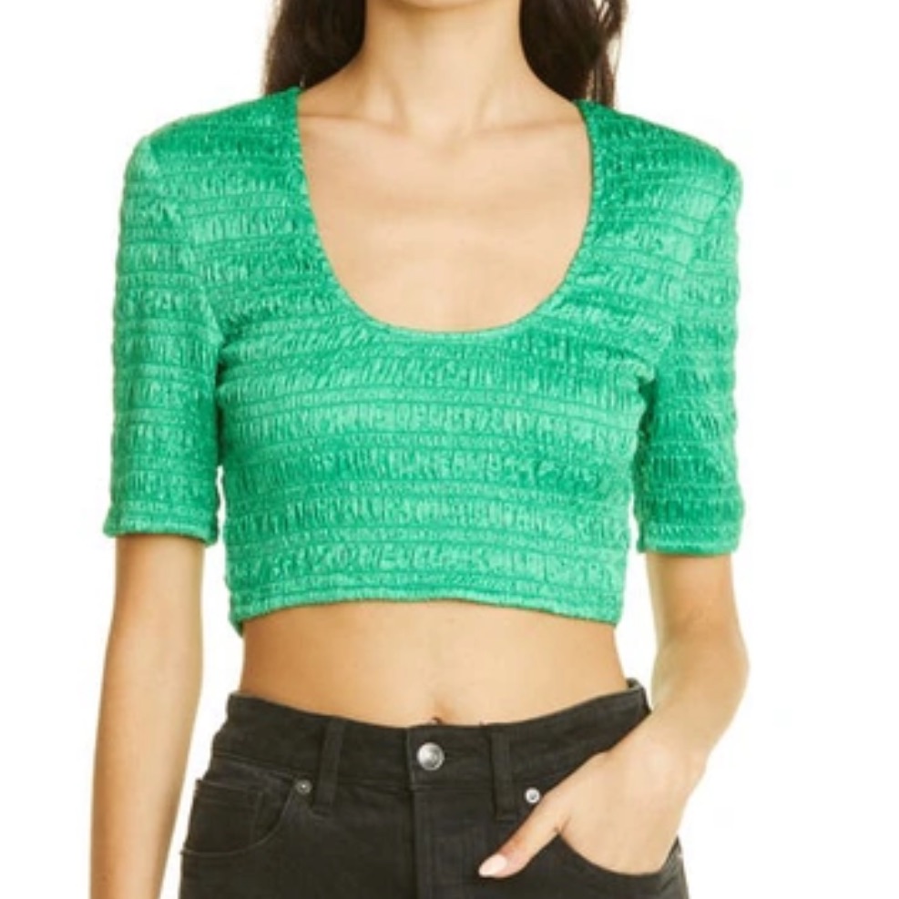 Ganni Shirred Crop Top Tee 38